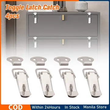 4pcs Stainless Steel Latch Catch Cabinet Door Drawer Lock Nose Fixing Door  Buckle Vintage Wooden Door Lock