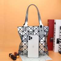 Japanese 2022 New Style Silver Six-Grid Bag Geometric Diamond Pattern Bag Luminous Womens Bag Light Luxury Brands Silver Hand Bag