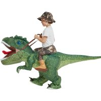 ไดโนเสาร์พองเครื่องแต่งกายขี่ T Rex Air Blow Up ตลกปาร์ตี้ฮาโลวีนเครื่องแต่งกายสำหรับเด็ก