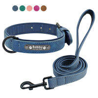 Custom ปลอกคอสุนัขหนังส่วนบุคคล Dog Tag Collar Leash Lead สำหรับสุนัขขนาดกลางขนาดเล็ก Pitbull Bulldog Pugs Beagle