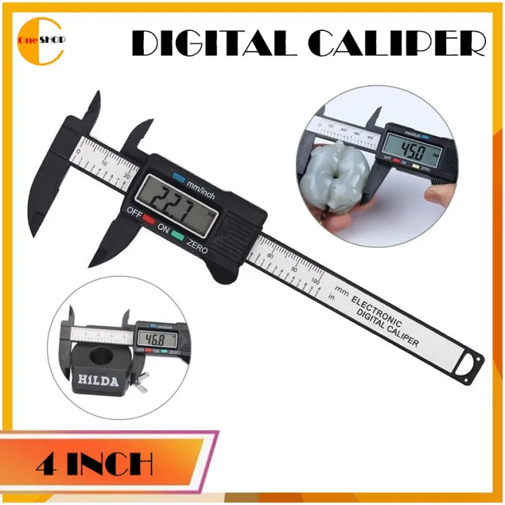 Digital Calipers 100mm 4inch LCD Electronic Vernier Caliper Carbon