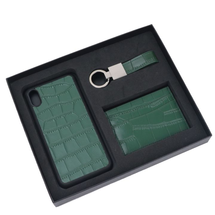 customized-initials-gift-set-crocodile-pattern-leather-phone-case-for-iphone-keychain-card-holder-gift-box-set-business-gift-set-card-holders