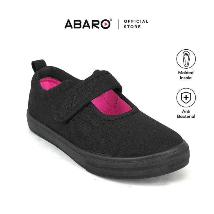 Slip Resistant Anti Bacterial 2622 Girls Canvas Shoes Velcro Abaro