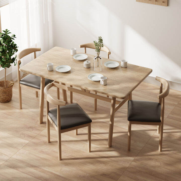 Nordic dining table and chair combination modern simple log wind dining