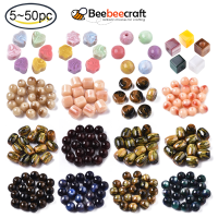 Beebeecraft  5-50 pc Resin Beads Imitation Gemstone Hole for DIY Bracelet Jewelry Making, Mixed Color