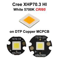 ครี XHP70.3สีขาว HI 5700K CRI95 SMD 7070 LED Emitter บน Klitker DTP ทองแดง MCPCB ไฟฉาย DIY สูง CRI ลูกปัด