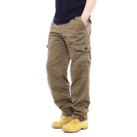 Mens Cotton Casual Long Trousers Streetwear Cargo Pants Overalls Multi Pockets Male Straight Slacks Tactical Pant Plus Size 3XL