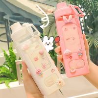 700ML/900ML Portable Water Bottle Kawaii Straw Cup Fitness Drinking Mug Plastic Juice Milk Carton Shaker Bottle for Child Aldult Cups