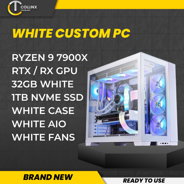 White Pc Build H Amd Ryzen 9 7900x Cpu Desktop Package With Gpu White Pc Build H Amd Ryzen 9 7900x Cpu Desktop Package With Gpu