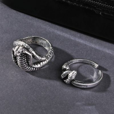 PEONY Cool Jewelry Retro Vintage Snake Ring Punk Fashion Exaggeration Adjustable Opening