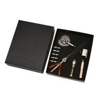 Feather Dip Pen Writing Ink Set Calligraphy Quill Pen Gift Box with Seal Stamp Wax Seal Sticks for Beginners