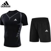 Adidas ชุดว่ายน้ํา เสื้อยืด แขนสั้น กางเกงขาสั้น แห้งเร็ว สําหรับผู้ชาย ใส่เล่นเซิร์ฟ เข้ายิม 2 ชุด