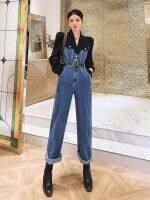 2023 Autumn Vintage Denim Jumpsuit Women Clothing Sexy Denim Overalls Fashion Korean Style Pants Loose Long Sleeve Bodysuits C44