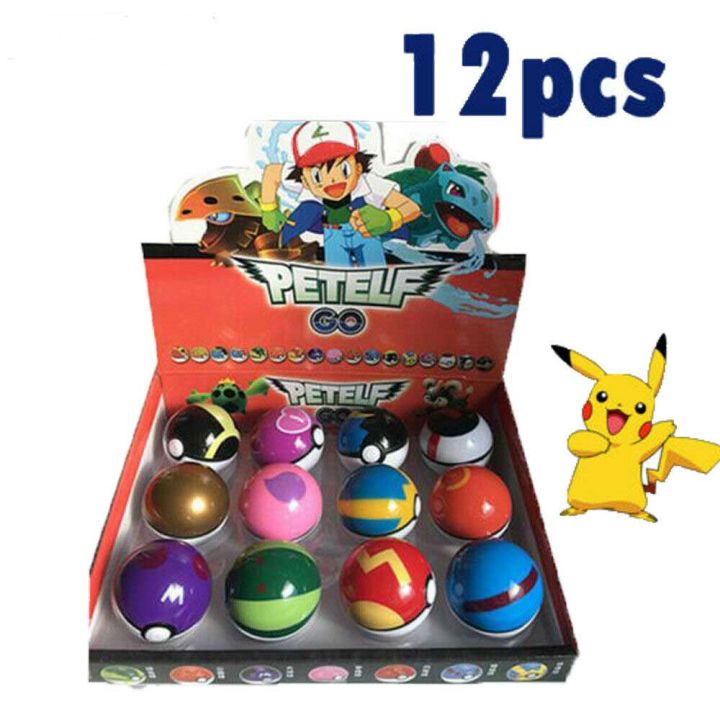 12pcs-pokemon-pikachuชุดลูกบอลpokeballตัวเลขkids-toysของขวัญเด็ก