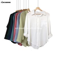 COD dhdfxcz Korean blouse baju wanita lengan panjang kemeja retro shirt long sleeve shirt loose top women white blouse