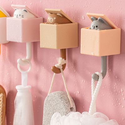 【YF】 Cat Key Hook Cute For Umbrella Towel Cap Coat Rack Adhesive Wall Decor Dormitory Bedroom Door Hangers Hooks