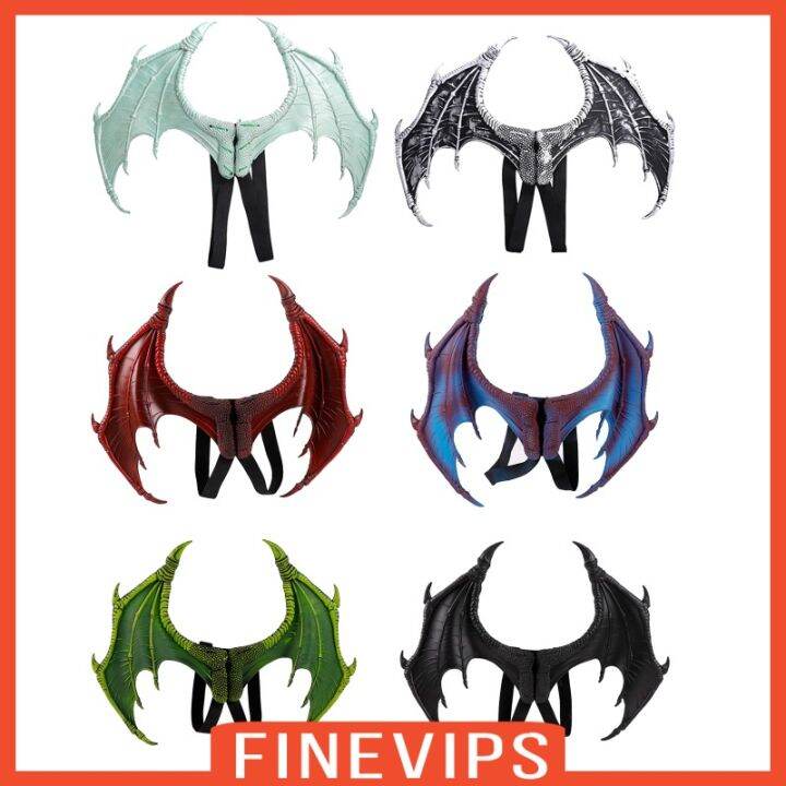 finevips-เครื่องแต่งกายฮาโลวีน-ปีกมังกรปีศาจ-สีดํา-สําหรับเด็กผู้หญิง-เด็กผู้ชาย-วัยรุ่น