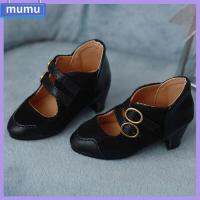 MUMU หนัง PU ตุ๊กตาสวมขนาด6.53.3cm สีดำ รองเท้าเจ้าหญิงตุ๊กตา รองเท้าตุ๊กตา1/4 อุปกรณ์บ้านเล่น รองเท้าผ้าตุ๊กตา