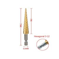 HSS Titanium Step Cone เจาะ Bit Set Groove Step Drill Bit 3-12Mm 4-12Mm 4-20Mm Automatic Center Pin Puncher