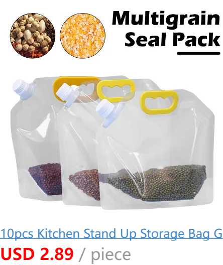 3PCS Kitchen Cereal Storage Bag Portable Food Packaging Bags