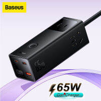 Baseus 65W สายไฟต่อสายไฟสำหรับ iPhone 14 13 Pro Max เดสก์ท็อปหลายพอร์ตอะแดปเตอร์ชาร์จเร็วสำหรับแล็ปท็อปแท็บเล็ต Power Combo Digital Powerstrip