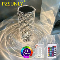 PZSUNLY โคมไฟตั้งโต๊ะ LED โคมไฟคริสตัลสัมผัส16สีบรรยากาศโคมไฟข้างเตียงโคมไฟบาร์ร้านอาหารพรรคตกแต่งบ้านโคมไฟ *