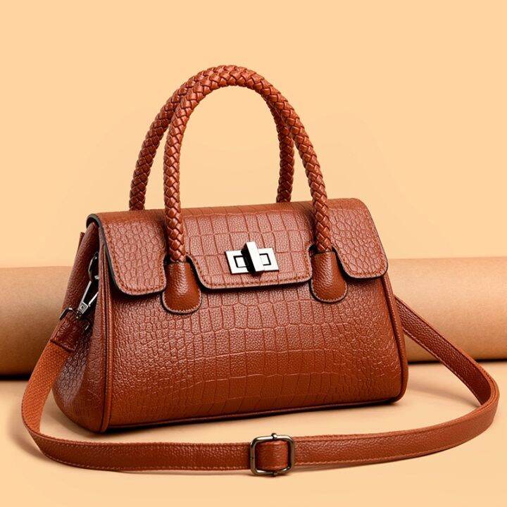 handbag-branded-หนังนิ่มลายจระเข้กระเป๋าแฟชั่นสไตล์ยุโรปและอเมริกาใหม่เรียบง่ายแม่กระเป๋าผู้หญิงวัยกลางคนกระเป๋าสะพายกระเป๋า-messenger