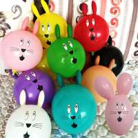 10pcs 12 inch printed latex balloon rabbit shaped childrens toy ball cartoon animal balloons birthday decoration