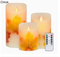 Indoor Creative Electronic Candle Light Paraffin Maple Leaf Design Smokeless Environmentally Friendly LED Lights Festive Lights