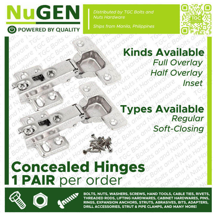 NuGEN 2PCS Concealed Hinges Full / Half / Inset C1 / C2 / C3 / S1 / S2