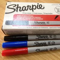 12ชิ้นอเมริกัน Sharpie 37002ปากกาเคมีอัลตร้าจุดน้ำมันกันน้ำหมึกสีดำสีน้ำเงินเพนท์สีขาวทำความสะอาดปากกามาร์กเกอร์