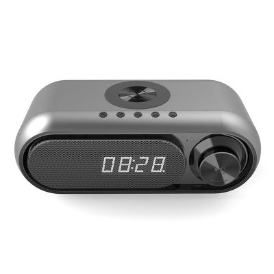 10W Wireless Bluetooth-Compatible Speaker Charging LED Clock Alarm FM Radio TF Card Speaker with Wireless Charger