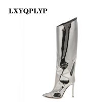 ✚∋ Thigh High Boots Candy Color Mirror Leather Women Knee High Boots High Heels Stilettos Runway Shoes for Women High Heel Boots