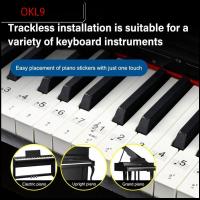 OKL9 พีวีซีโปร่งใส ป้ายโน้ตคีย์บอร์ดเปียโน กุญแจ54/61/88 บันไดเปียโนซ่อน สติกเกอร์พนักงานออร์แกนเปียโนอิเล็กทรอนิกส์ ของใหม่ ใช้ซ้ำได้ สติกเกอร์โน้ตคีย์บอร์ดเปียโน สำหรับผู้เริ่มต้นหัดเล่น