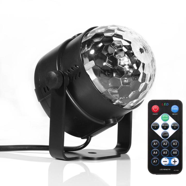 ลูกบอลดีเจดิสโก้สีสันสดใสโปรเจคเตอร์เลเซอร์เปิดใช้งานเสียง3w-โคมไฟเอฟเฟกต์อาร์จีบีเวทีให้แสง-ktv-ปาร์ตี้เพลง