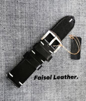 สายนาฬิกาหนังแท้ Vintage Faisol Leather 24 mm.สีดำ