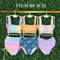 ITEM.BEACH ชุดว่ายน้ำแฟชั่น ชุดว่ายน้ำทูพีช เอวสูง กางเกงตาข่ายข้างสามารถปรับสายผูกได้ ทรงเก็บสะโพก