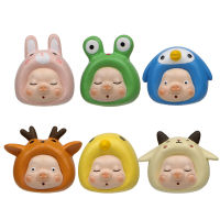 12PcsSetCute Cute Pig Head Series Head-shaped Animal Outfit Japanese and Korean Cartoon Creative Magnetic Refrigerator Magnet