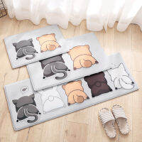 New Kitchen Floor Mat Cartoon Flannel Thick Door Mat Home Kitchen Rug Absorbent Non-slip Bath Mat Bedside Long Car