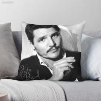 ┇✠❃ Pedro Pascal B amp;W II Square Pillowcase Polyester Linen Velvet Creative Zip Decor Home Cushion Case