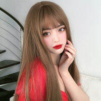 【LuckShops】BEAUTYBIGBANG Wig Straight Hair Full Wig Curly Long Hair Bangs Small Face Heat Resistant Use Including Wig Net