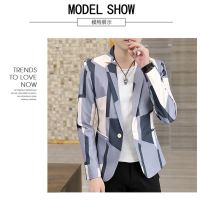 Tuxedos Geometric pattern Casual Men Blazer Jacket Coats Mens Suits Slim fit Leisure New