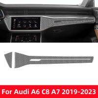 For Audi A6 A6L C8 A7 2019-2023 Car Accessories Center Console Carbon Fiber Interior Car Fitting Board Decor Strip Panel Sticker