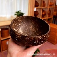 ETX9-15cm Natural Coconut Bowl Set Wooden Salad Ramen Bowl Coconut Wood Spoon Set Coco Smoothie Kitchen Tableware Coconut Bowl