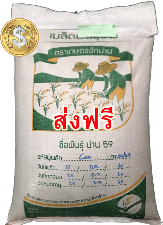 ส่งฟรี-น่าน59-เกษตรฮักน่าน-ข้าวเหนียว-น่าน59-ตราเกษตรฮักน่าน-หอมอ่อนนิ่มทนโรคทนแล้งผลผลิตสูง