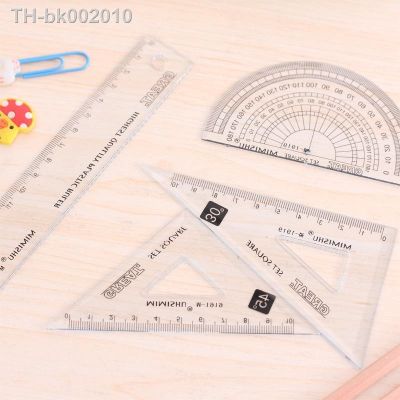 ▬✹ 4 pcs/ set high quality ruler protractor student mathematics geometry plastic triangle ruler set office school supplies