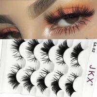 OKANEM 5Pairs เครื่องมือต่อขนตา ปีกตามธรรมชาติ Wispy แบบไร้สาย ขนมิงค์3D เท็จอายลาห์ส การยืดขนตา ขนตาแมว