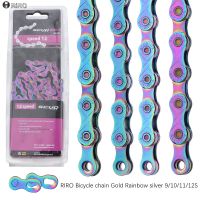 RIRO Bicycle chain Gold Rainbow Bike Chain X8 X9 X10 X11 X12 Super Light For 8 9 10 11 12Speed MTB/Road Bicycle 116L 126L Hollow