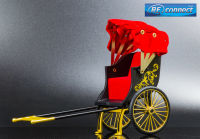 โมเดลรถลากโบราณ 2 ล้อ เกวียน เก่า คลาสสิค วินเทจ เรโทร จีน ของเล่น สะสม JIAYE 1: 8 Classic Rickshaw 2 Wheels Bicycle Old Vintage Bike Street Vehicle Metal Alloy Model China Toy Collection