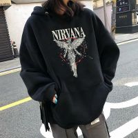 เสื้อกันหนาวแขนยาว มีฮู้ด ผ้าฝ้าย ลายวงร็อค Nirvana Angel Novelly สําหรับผู้ชาย